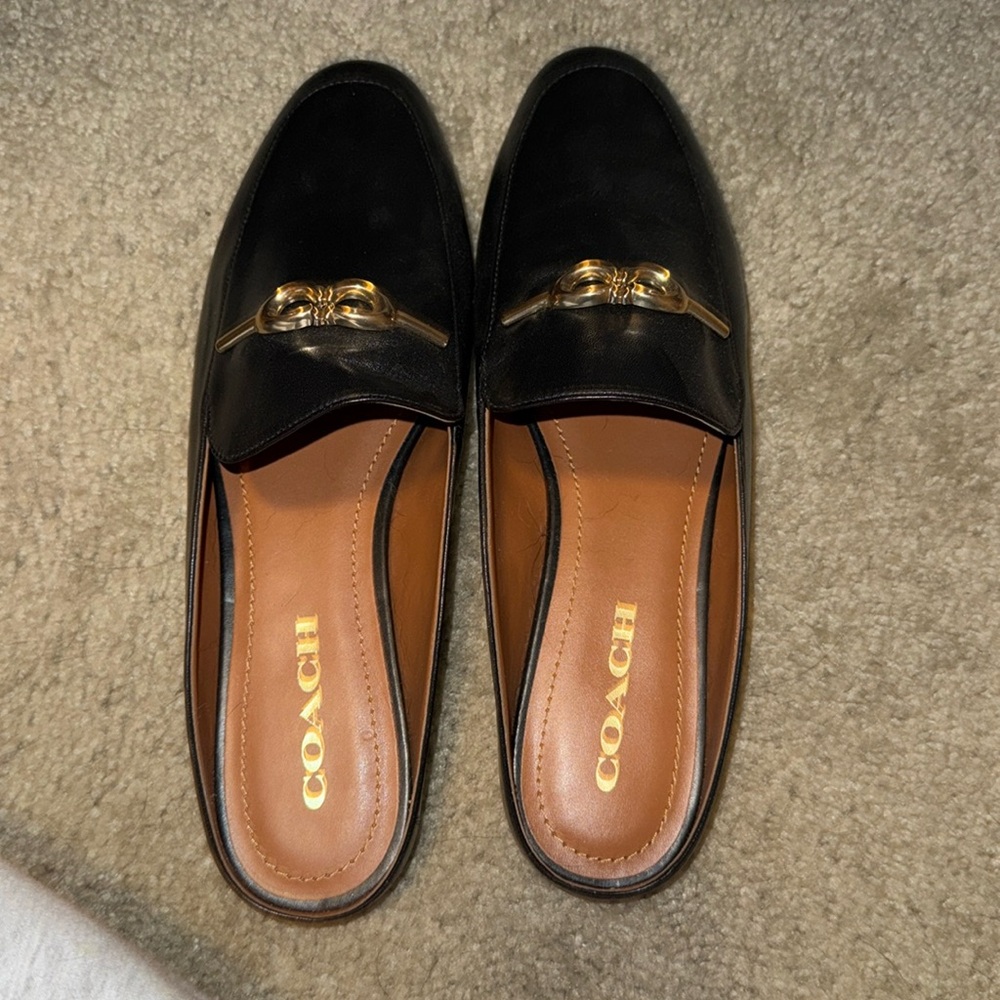 Coach ballet flats,  loafers / size 9 / never worn black& gold hardware